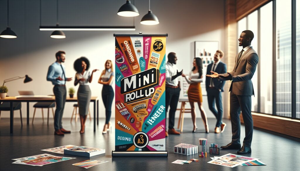Impresión en Madrid mini roll up a3 imprenta lh graficos